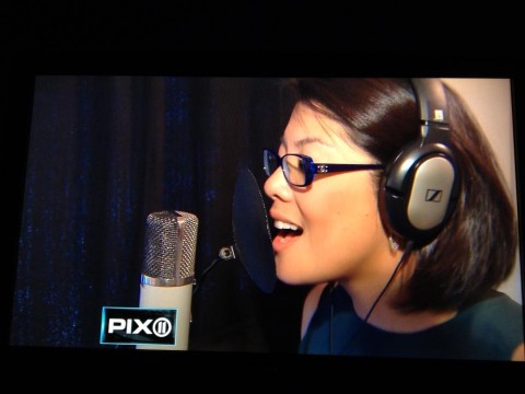 Elizabeth Chan in the recording studio 